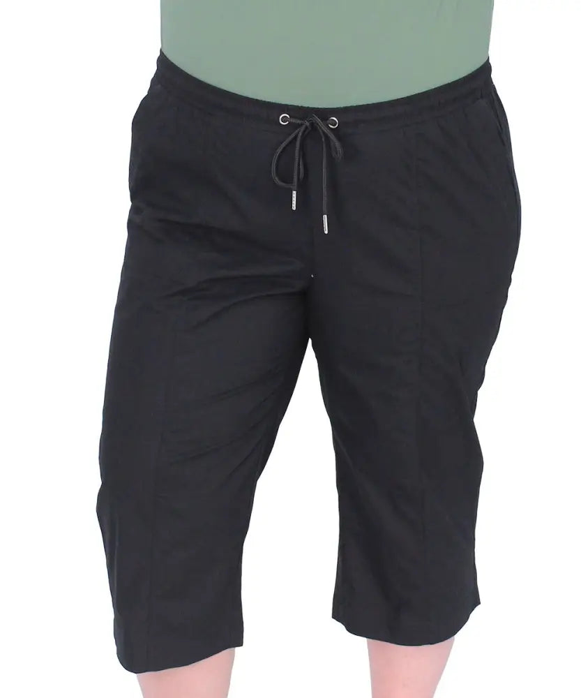 Black Capri-length sweatpants with drawstring waist from Ladies Cotton Capri collection