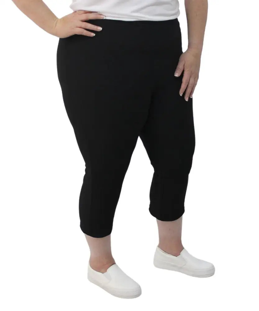 Ladies Elasticated Ottoman Capri worn on a person, showcasing style and comfort