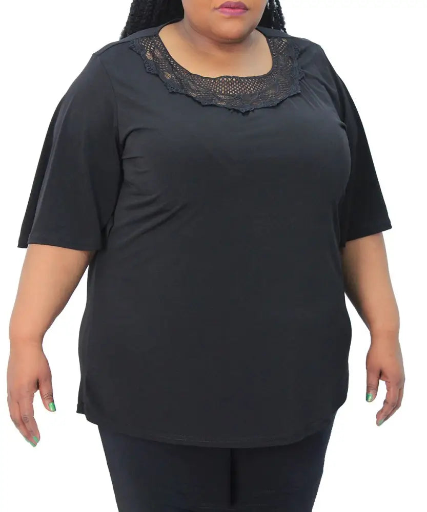 Ladies Lace Neck Detail Flare Top | R199.90 | Eagle Clothing | Plus Size | Big & Tall