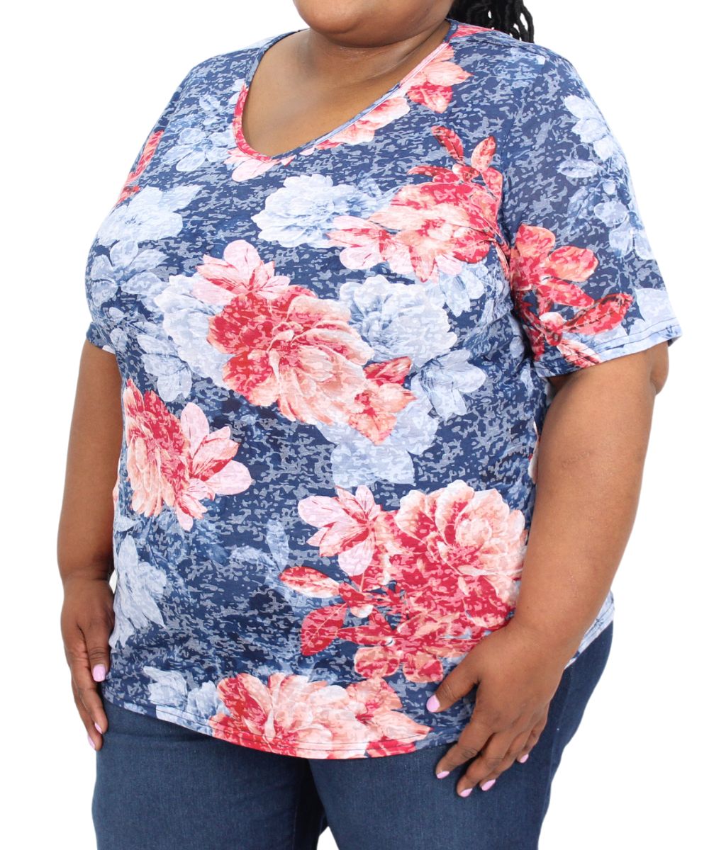 Ladies Printed Burnout Top