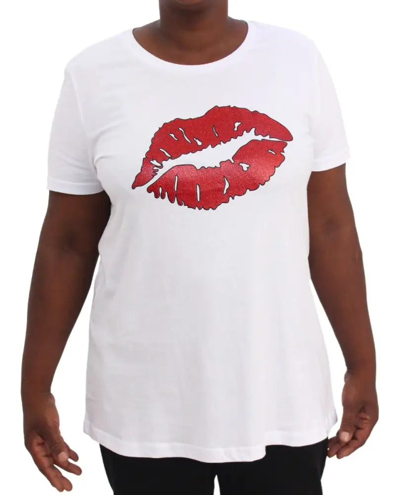 Ladies Printed Glitter Lips Tee | R259.90 | Eagle Clothing | Plus Size | Big & Tall