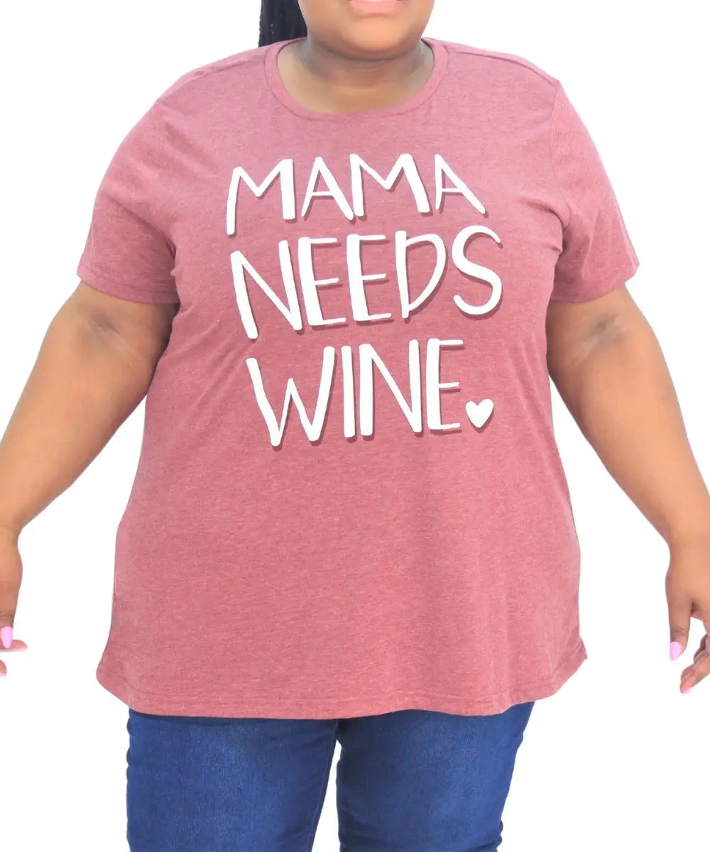 Ladies Printed Mama Needs Wine Tee