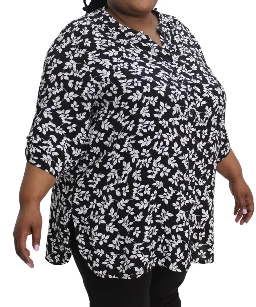 Ladies Printed Mandarin Blouse | R179.90 | Eagle Clothing | Plus Size | Big & Tall