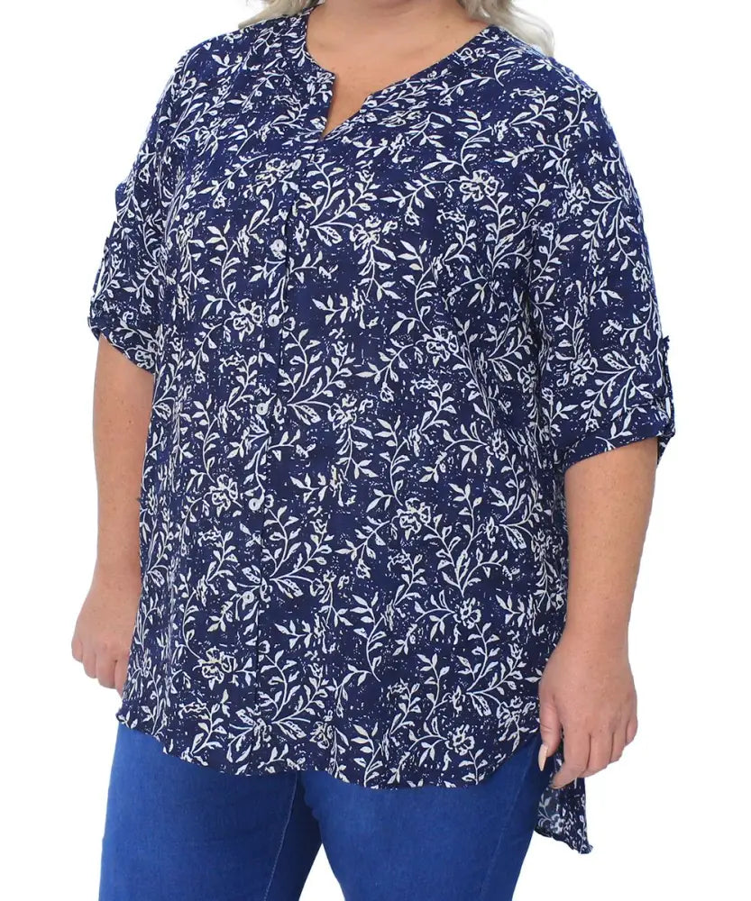 Ladies Printed Mandarin Blouse | R259.90 | Eagle Clothing | Plus Size | Big & Tall