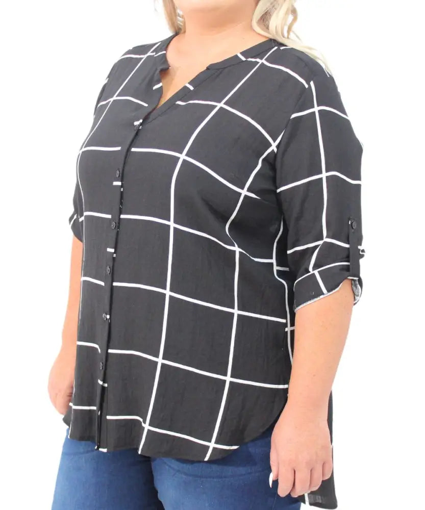 Ladies Printed Mandarin Blouse | R259.90 | Eagle Clothing | Plus Size | Big & Tall