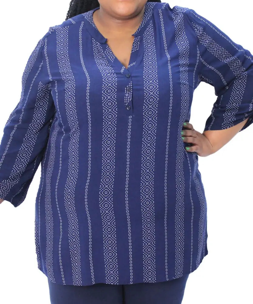 Ladies Printed Rayon Tab Blouse | R239.90 | Eagle Clothing | Plus Size | Big & Tall