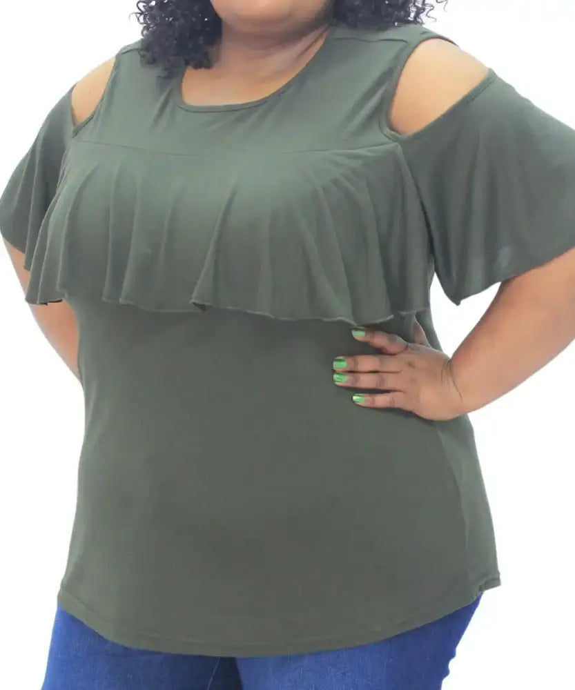 Ladies Ruffle Detail Cold Shoulder Top | R189.90 | Eagle Clothing | Plus Size | Big & Tall