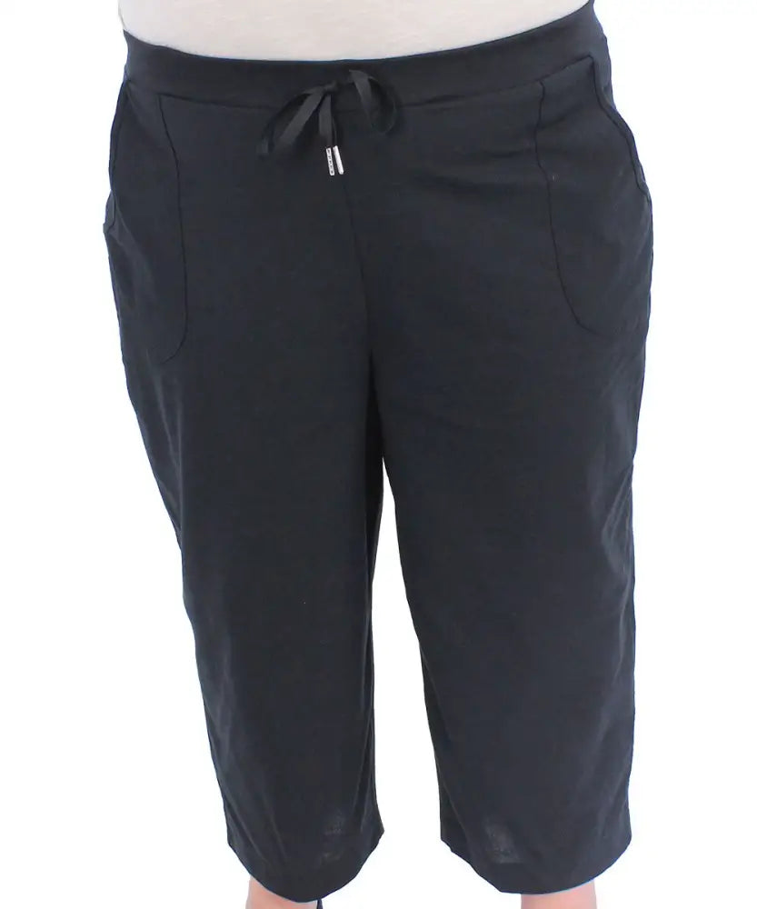 Black Capri-length sweatpants with drawstring waist from Ladies Washer Cotton line