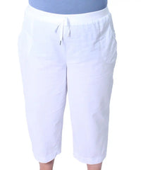 White Capri-length sweatpants with drawstring waist in Ladies Washer Cotton style