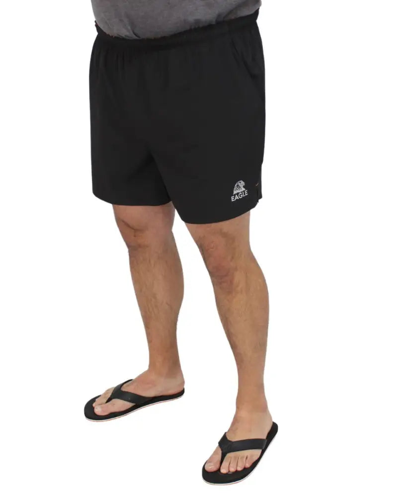 Black athletic shorts with logo, perfect for mens active shorts and workouts