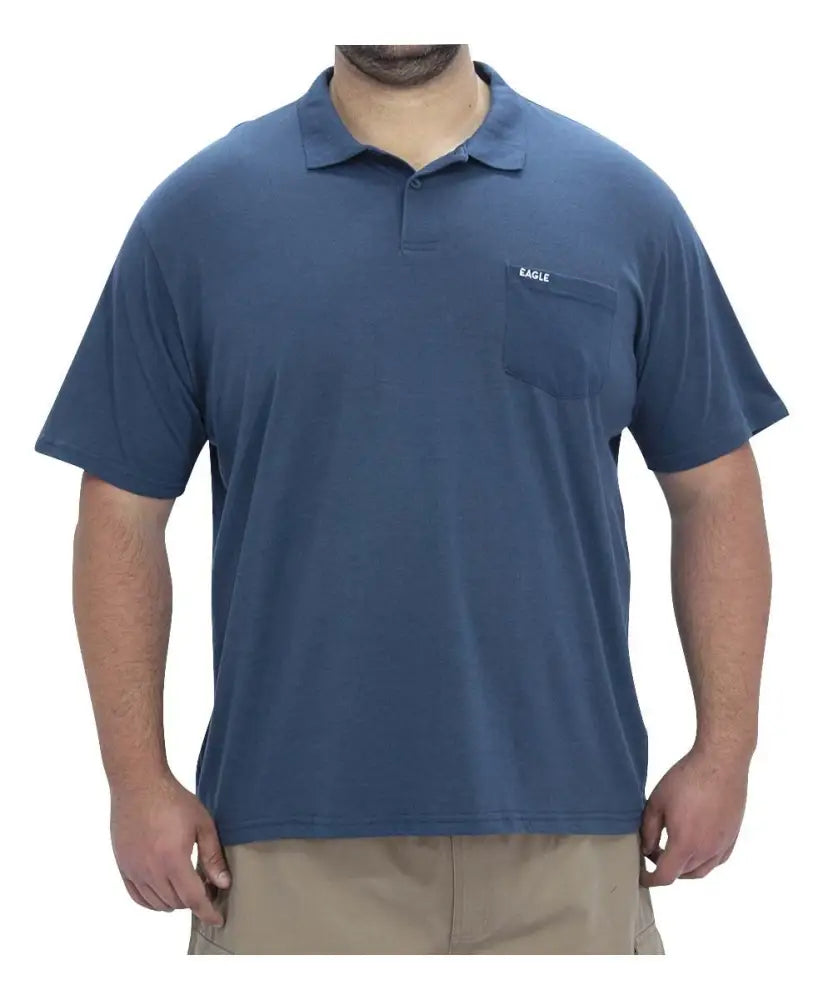 Blue polo shirt with pocket from Mens Eagle Plain Golfer collection