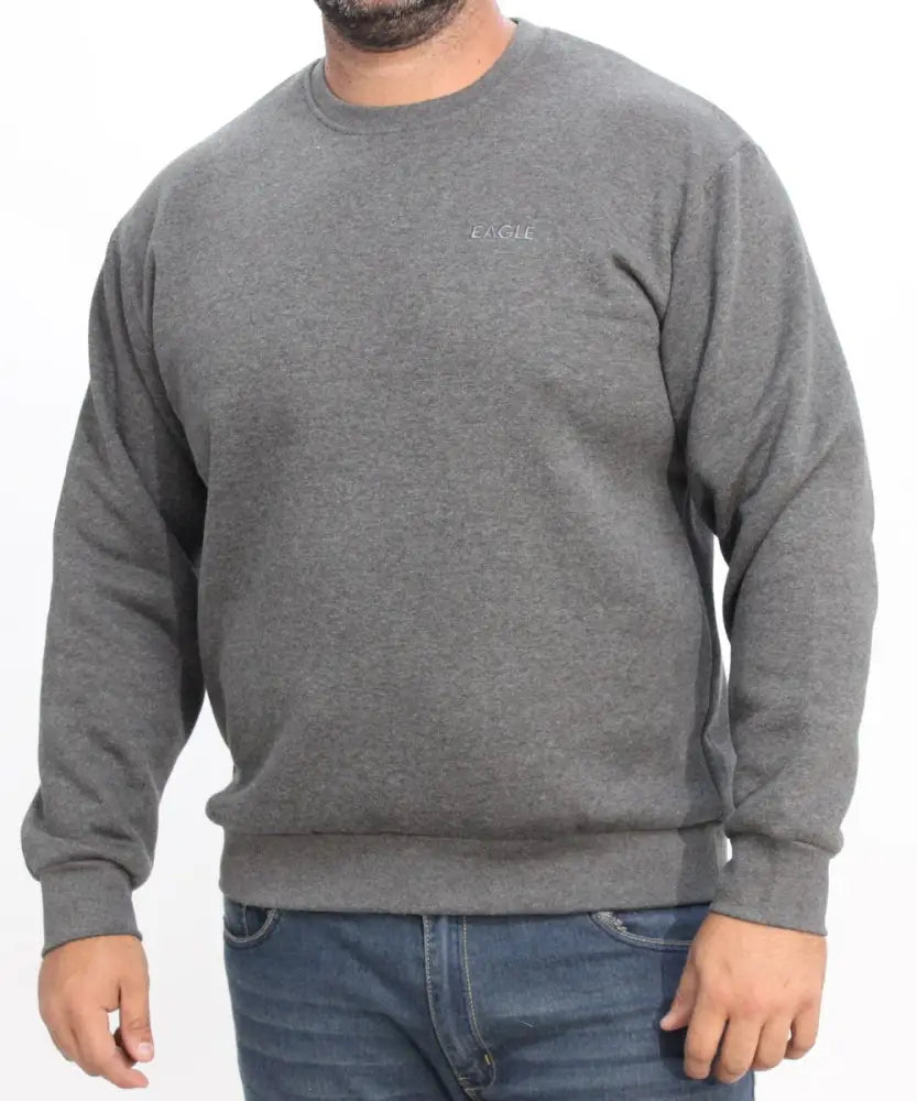 Gray crewneck sweatshirt with logo, ideal for Mens Fleece Track style